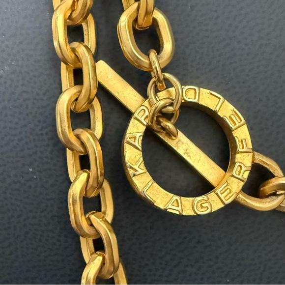 Vintage KARL LAGERFELD Gold-tone Chunky Chain Toggle Necklace 36” Long 144g. - Picture 12 of 15